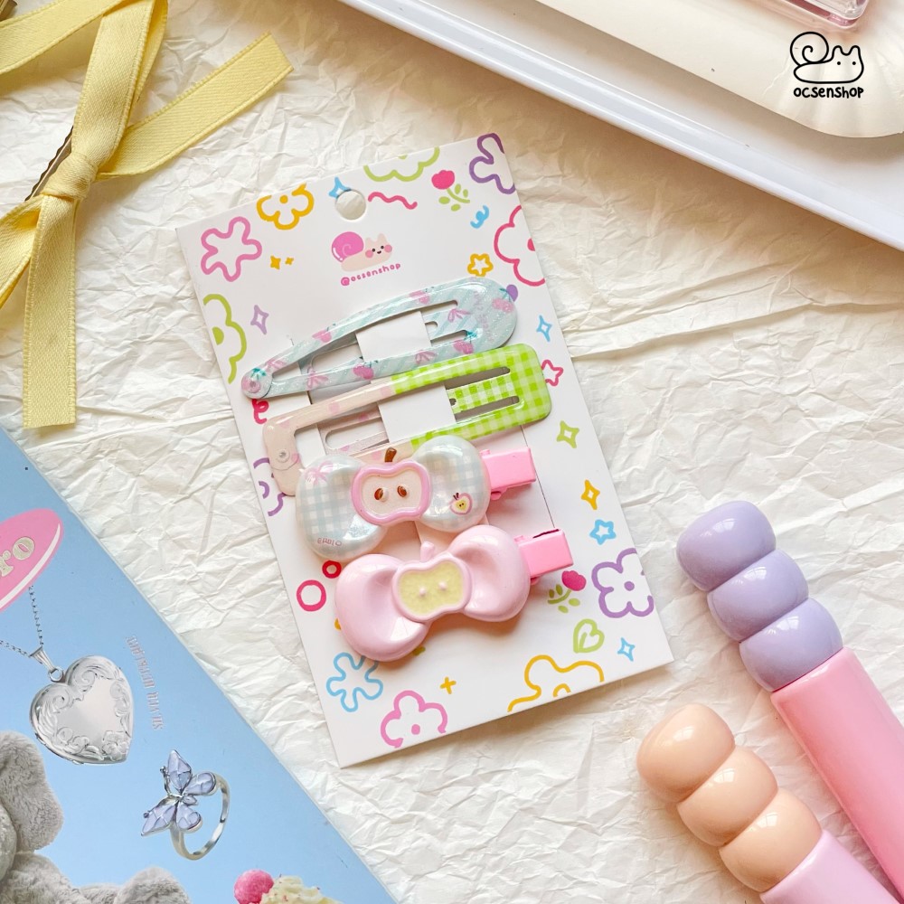 Set kẹp tóc họa tiết đính charm (4c)