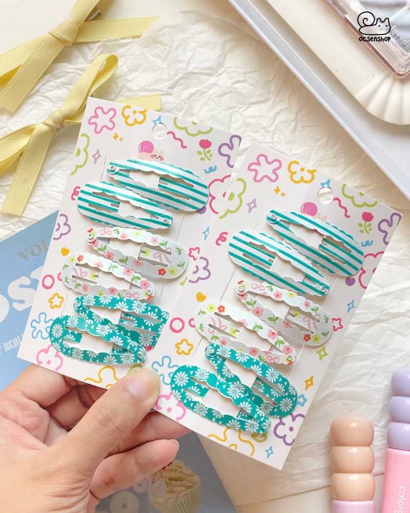 Set kẹp tóc họa tiết viền mây (6c)(5cm)