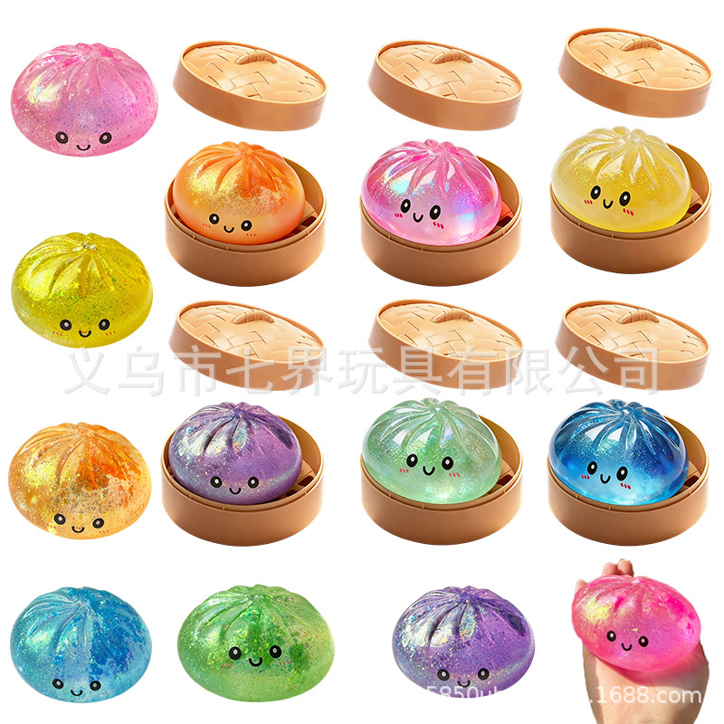 Stress ball xửng bánh bao emoji nhũ