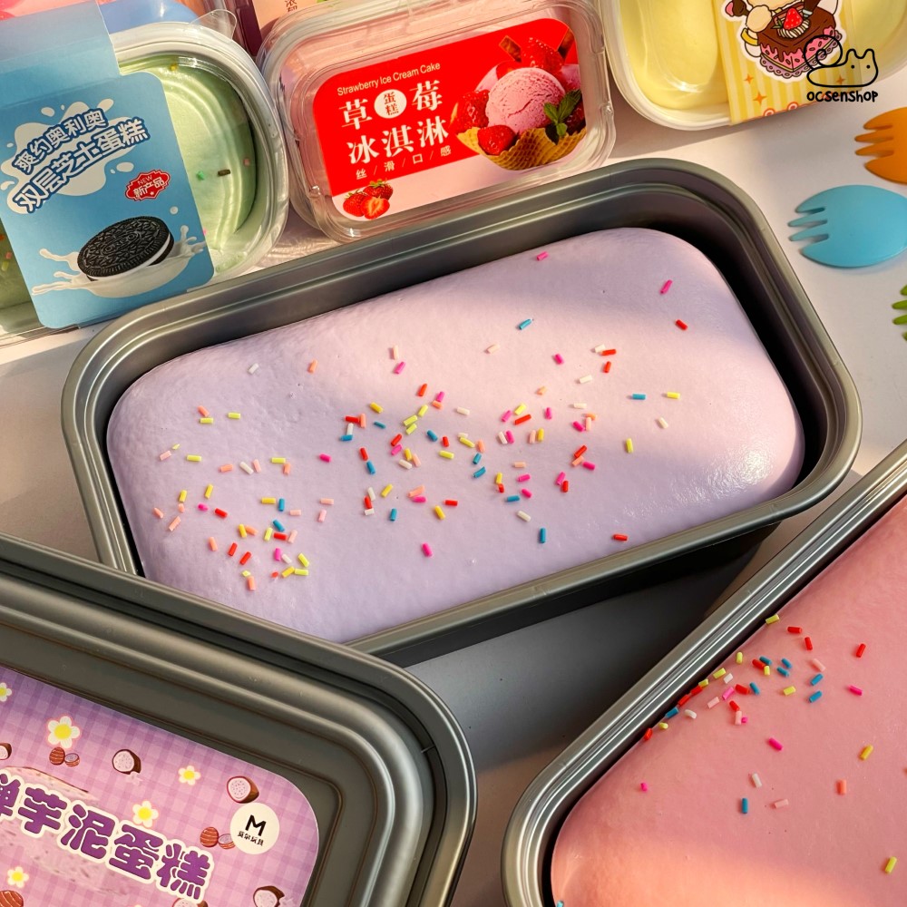 Squishy Bánh kem phô mai chữ nhật rắc cốm