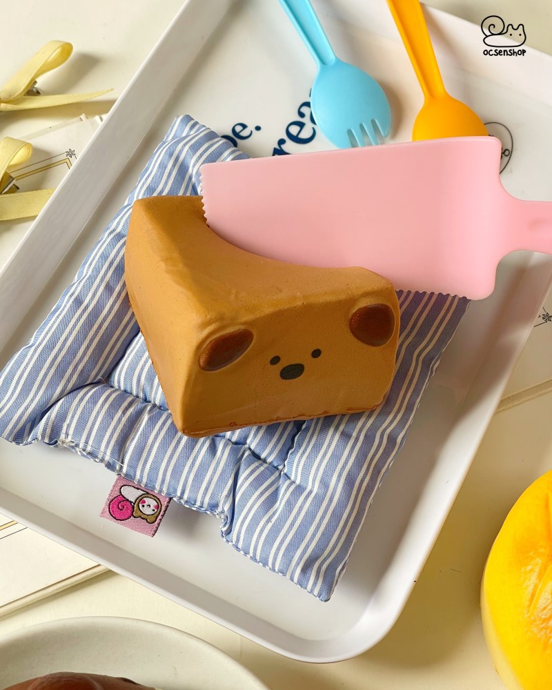 Squishy Moozy bánh vuông bơ cún nâu