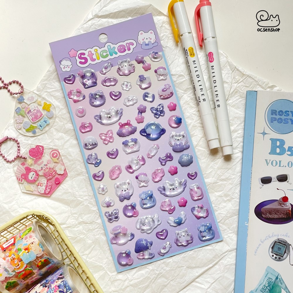 Sticker nổi Động vật trong (10x20cm)