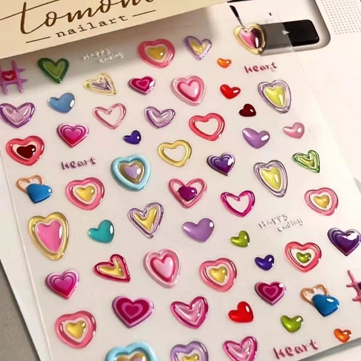 Sticker trái tim nhiều màu (8x12cm)