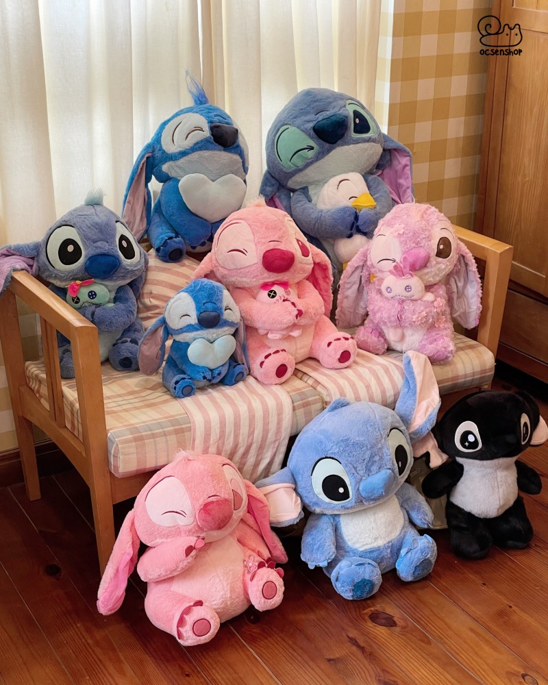 Stitch bông xanh ôm trái tim