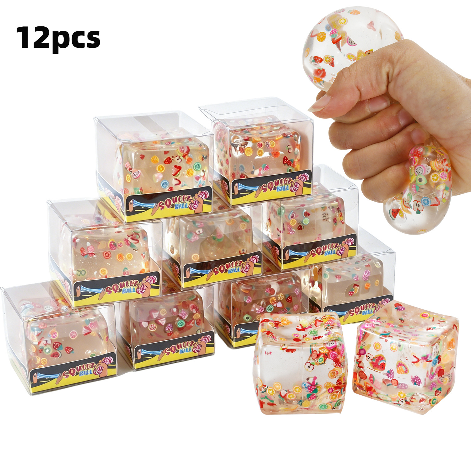 Stress ball Đá viên fimo trái cây (5cm)