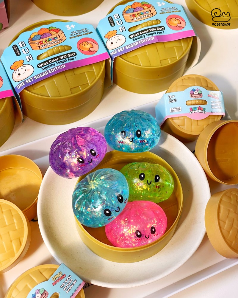 Stress ball xửng bánh bao emoji nhũ