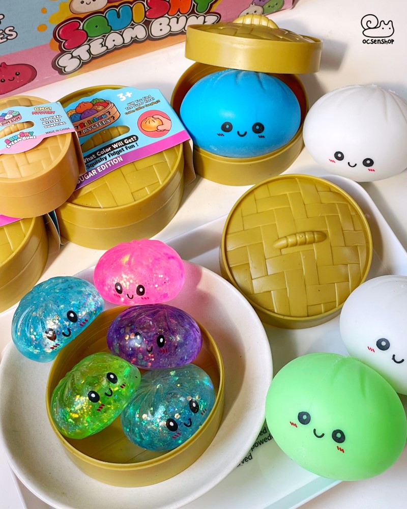 Stress ball xửng bánh bao emoji nhũ