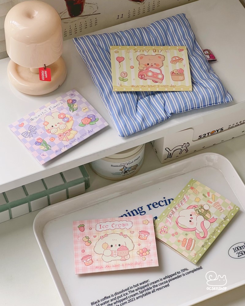 Thiệp nhỏ Động vật nền kẻ ô