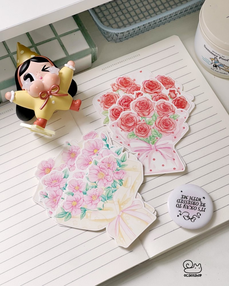 Thiệp nhỏ bó hoa 3D