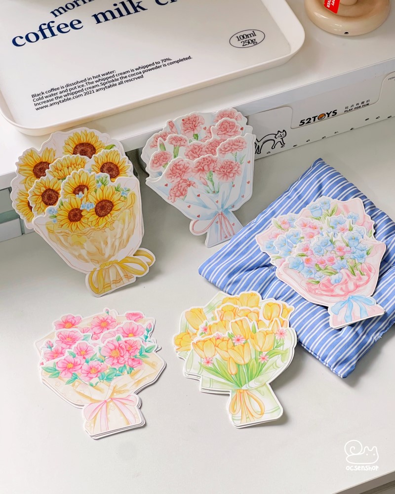 Thiệp nhỏ bó hoa 3D