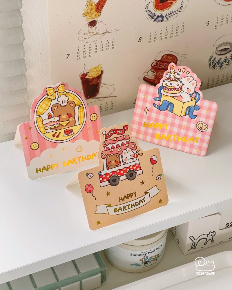 Thiệp nhỏ động vật Happy Birthday