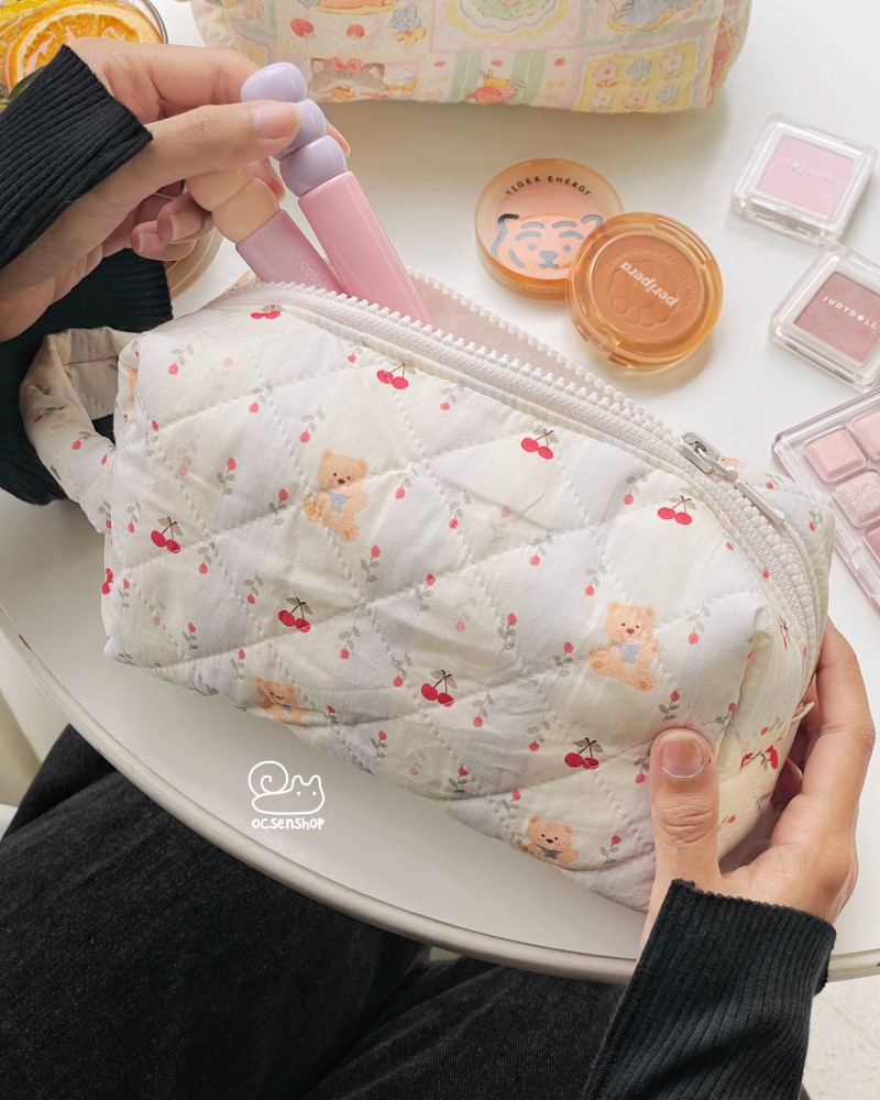 Túi bút chần bông Ốc sên họa tiết
