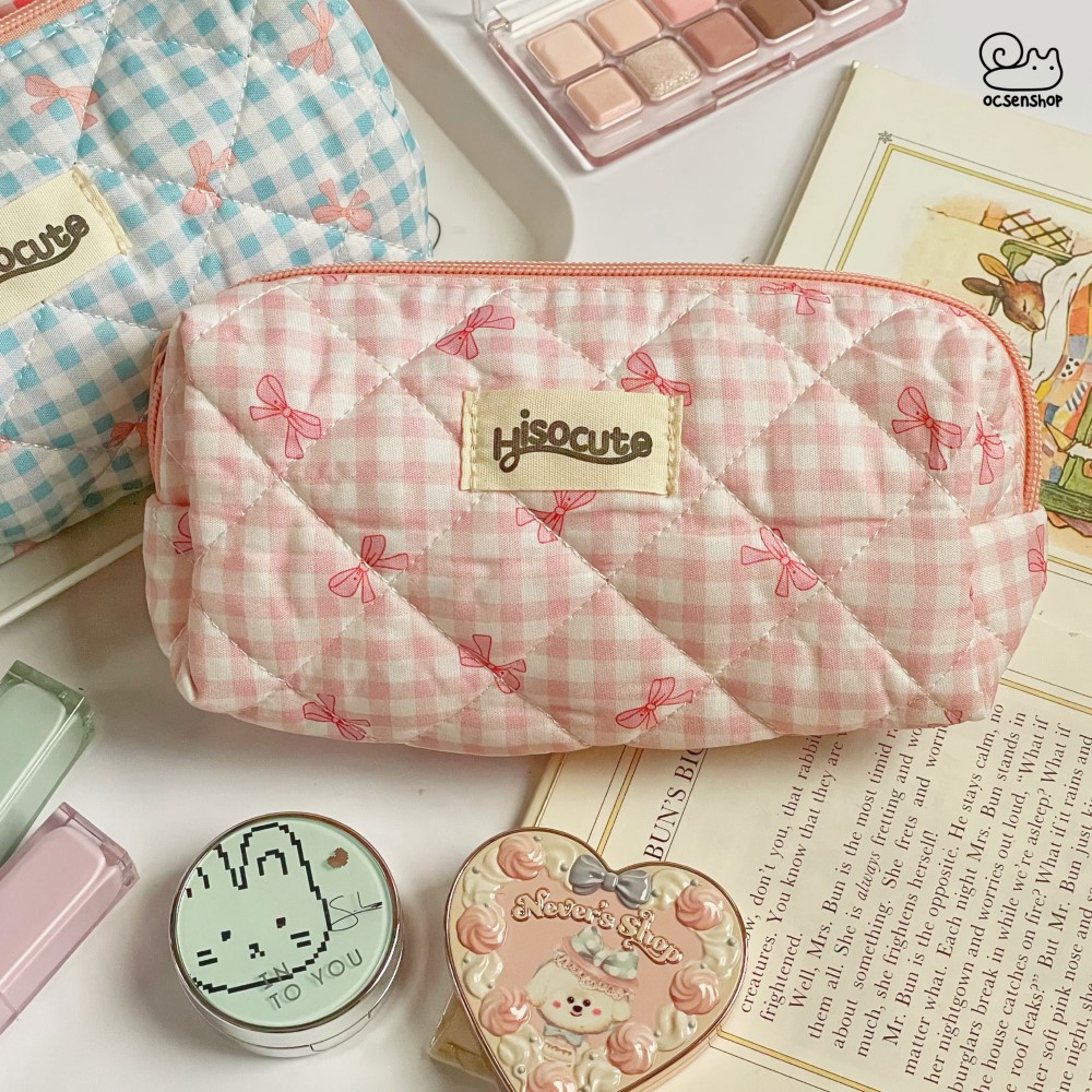 Túi đa năng Hisocute Nơ nền kẻ ô (19,5x8,5cm)