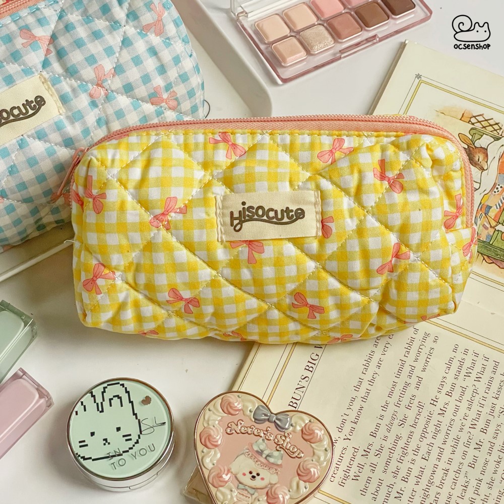 Túi đa năng Hisocute Nơ nền kẻ ô (19,5x8,5cm)