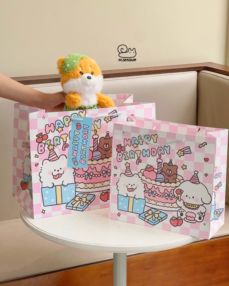 Túi quà Cún trắng happy birthday
