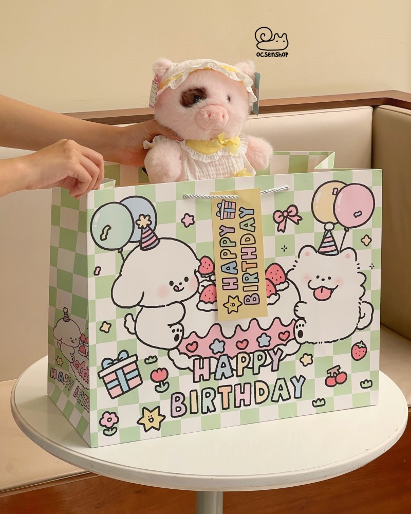 Túi quà Cún trắng happy birthday