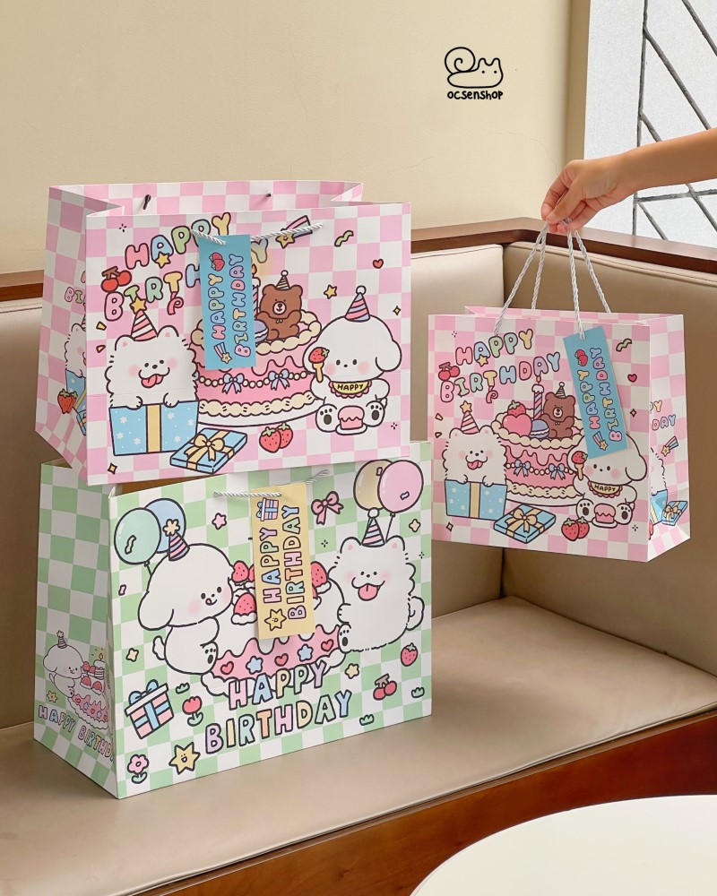 Túi quà Cún trắng happy birthday