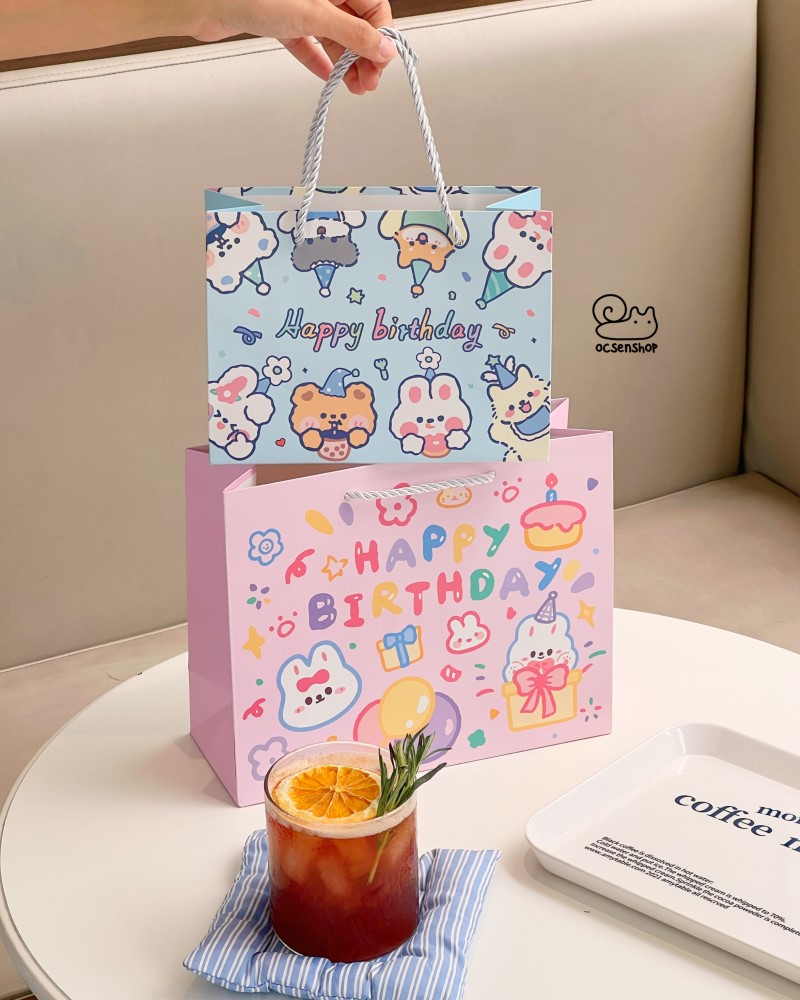 Túi quà Happy Birthday nền màu