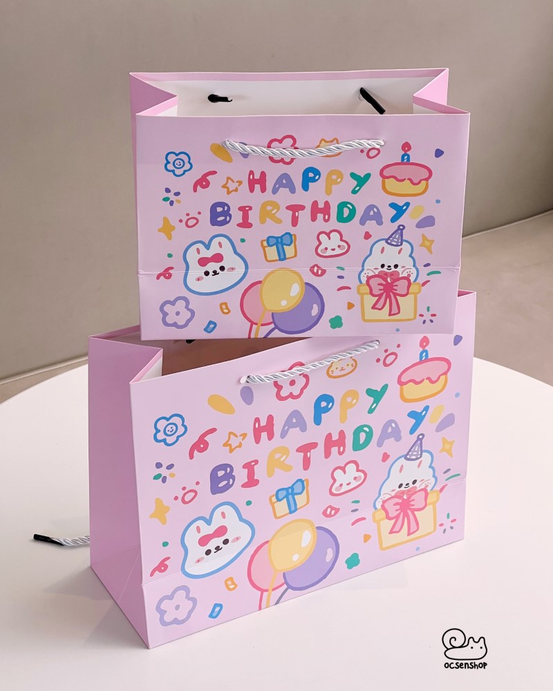 Túi quà Happy Birthday nền màu