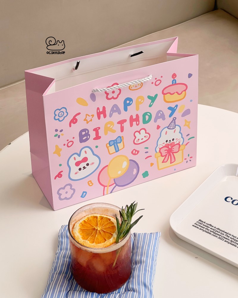 Túi quà Happy Birthday nền màu