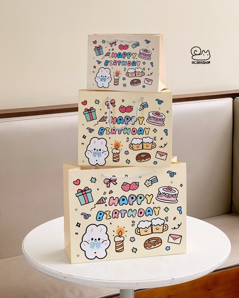 Túi quà Happy Birthday nền màu