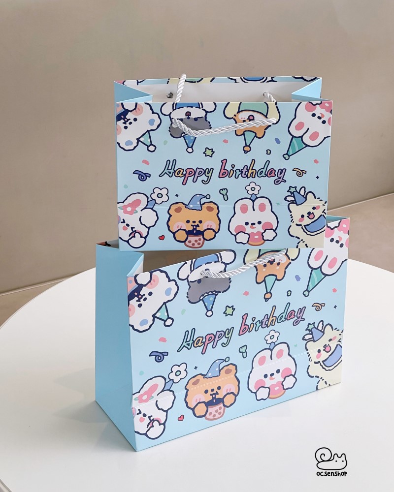 Túi quà Happy Birthday nền màu