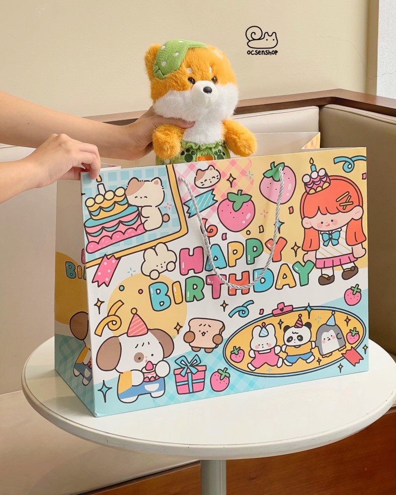 Túi quà Happy birthday nhiều màu