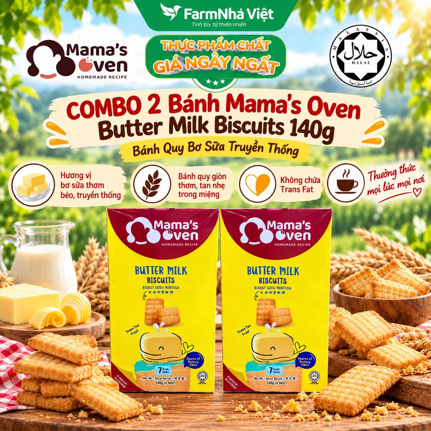 (Combo 2) Bánh Mama’s Oven Butter Milk Biscuits 140g – Bánh Quy Bơ Sữa Giòn Ngon