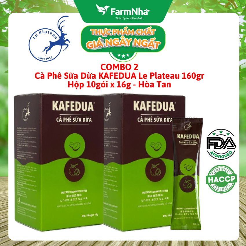 (Combo 2) Cà Phê Sữa Dừa KAFEDUA Hộp 160gr 10 gói x 16gr Le Plateau - Hương Vị Độc Đáo và Cuốn Hút
