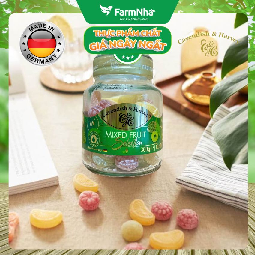 (Combo 2) Kẹo Trái Cây Cavendish & Harvey Mixed Fruit Selection 300g Thủy Tinh Sang Trọng - Vị Trái Cây Tự Nhiên