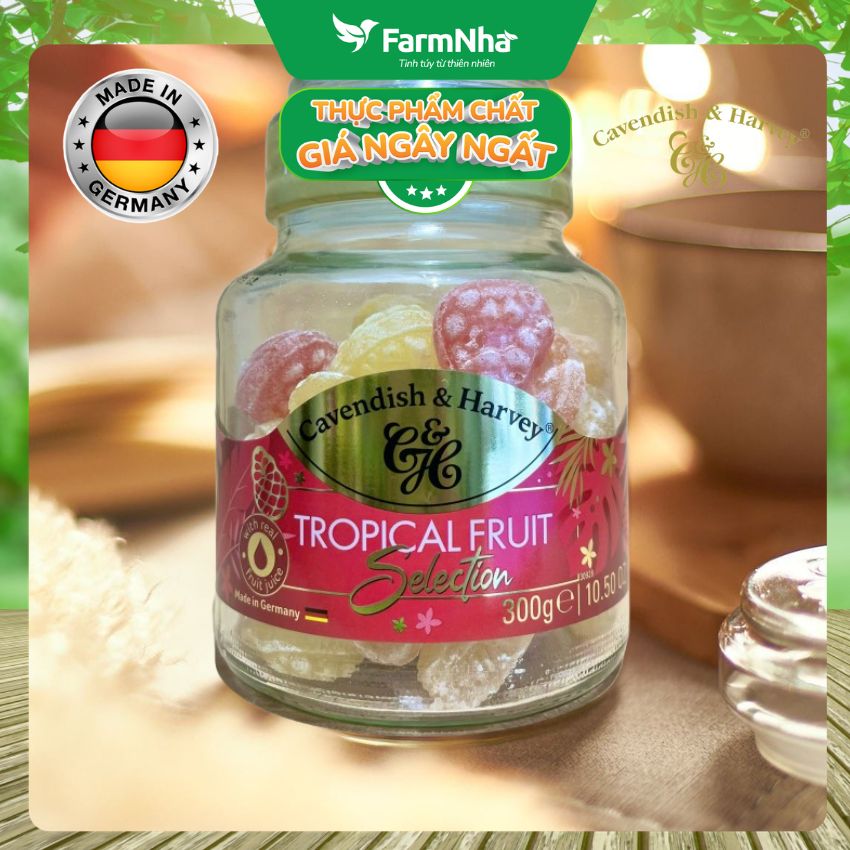 (Combo 2) Kẹo Cavendish & Harvey Tropical Fruit 300g | Kẹo Trái Cây Đức Hũ Thủy Tinh Cao Cấp