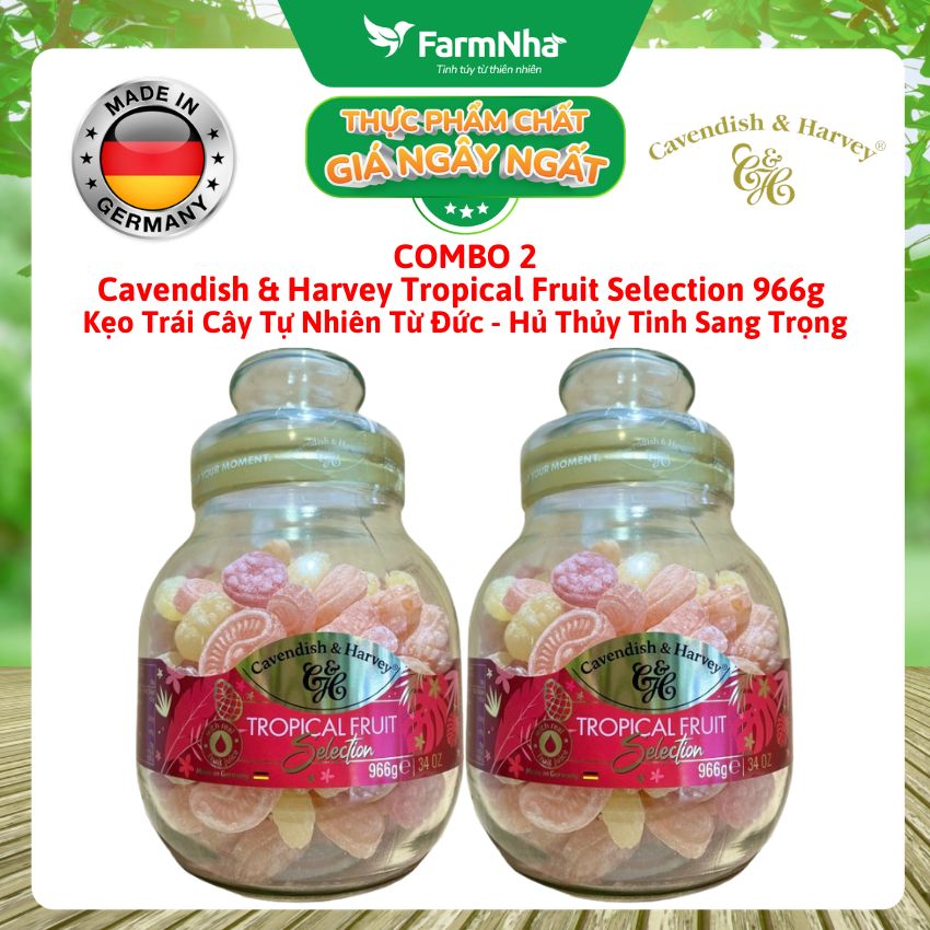 (Combo 2) Kẹo Cavendish & Harvey Tropical Fruit 966g | Kẹo Trái Cây Đức Hũ Thủy Tinh Cao Cấp 
