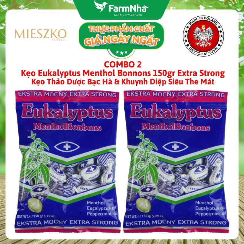 (Combo 2) Kẹo Eukalyptus Menthol Bonbons Extra Strong 150g – Bạc Hà Khuynh Diệp Siêu The Mát