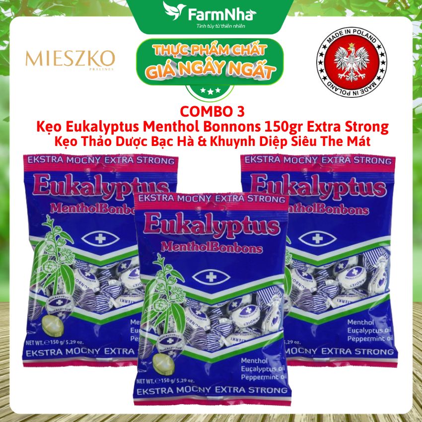 (Combo 2) Kẹo Eukalyptus Menthol Bonbons Extra Strong 150g – Bạc Hà Khuynh Diệp Siêu The Mát