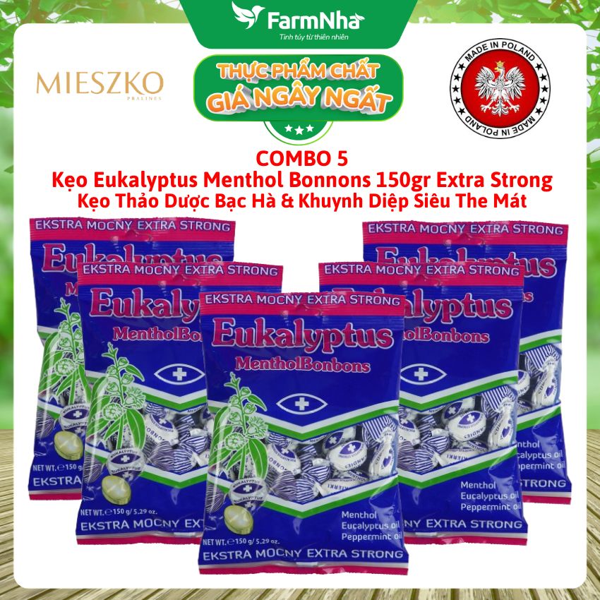 (Combo 2) Kẹo Eukalyptus Menthol Bonbons Extra Strong 150g – Bạc Hà Khuynh Diệp Siêu The Mát