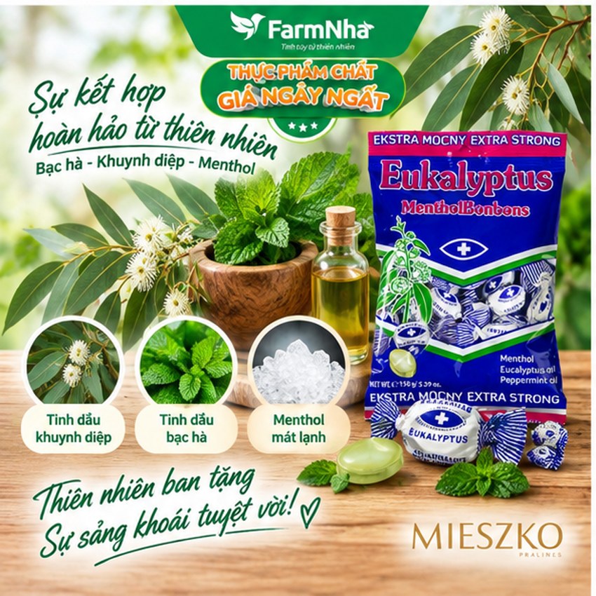 (Combo 2) Kẹo Eukalyptus Menthol Bonbons Extra Strong 150g – Bạc Hà Khuynh Diệp Siêu The Mát