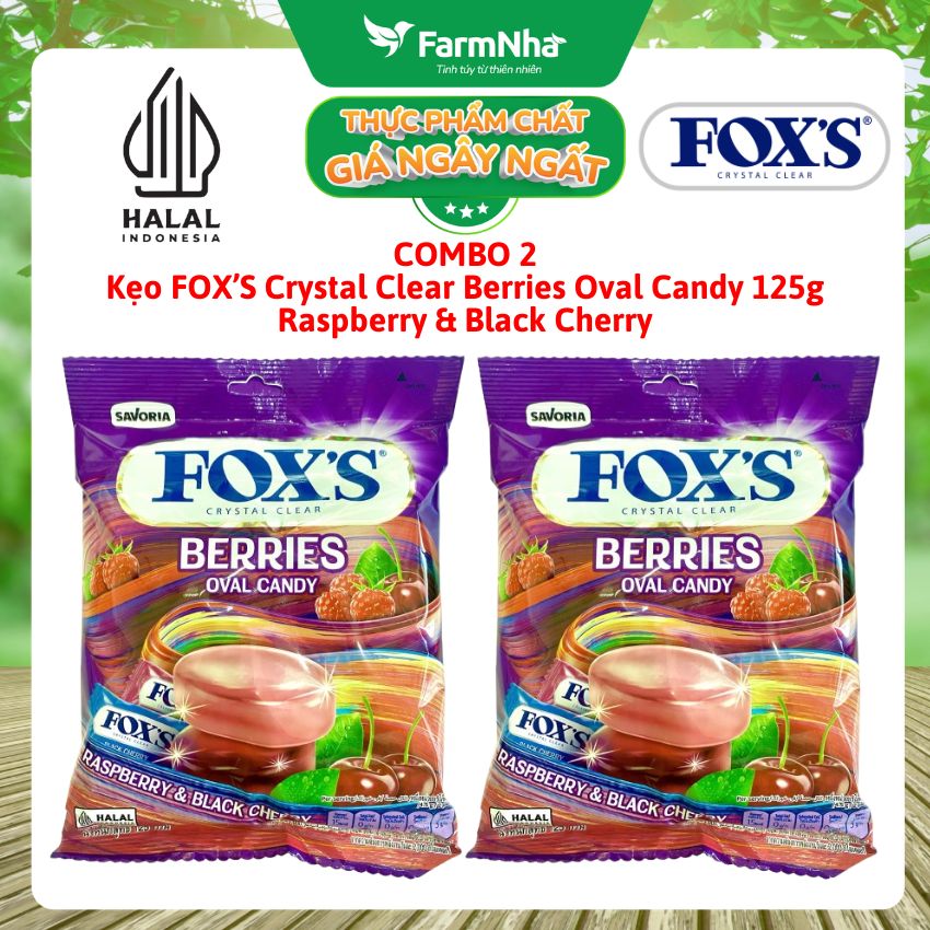 (Combo 2) Kẹo FOX’S Berries Oval Candy 125g RASPBERRY & BLACK CHERRY - Vị trái cây tự nhiên hấp dẫn