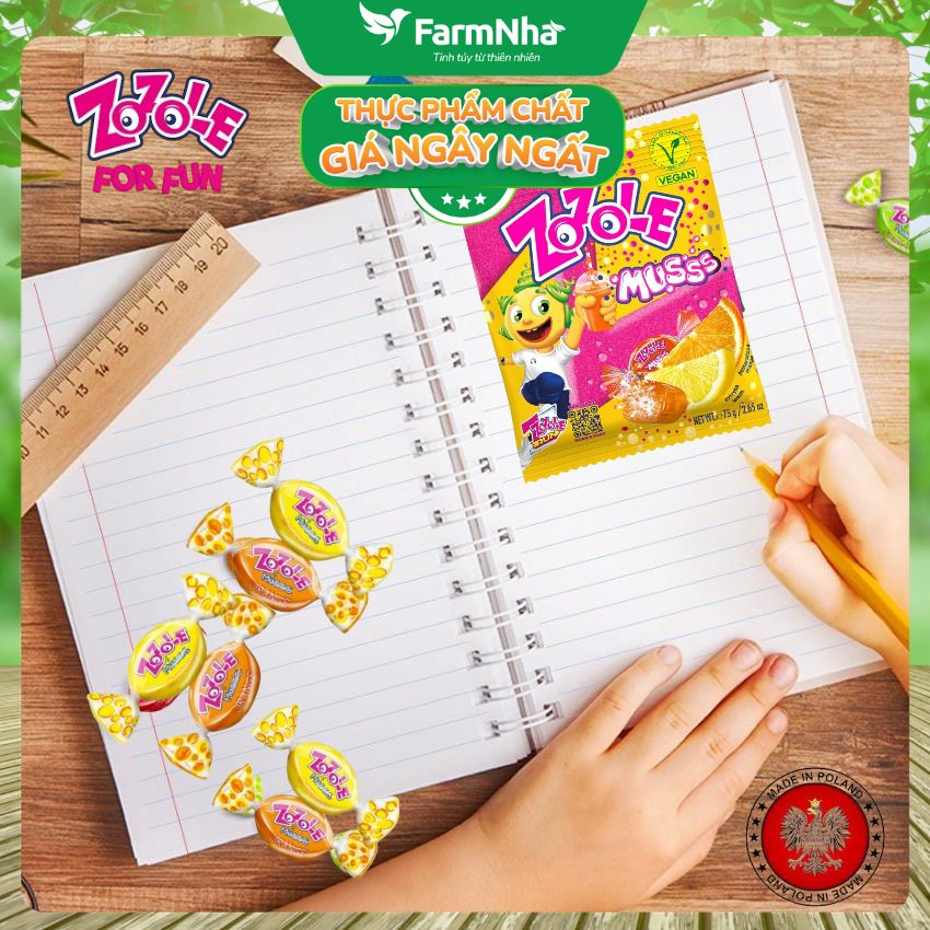 (Combo 2) Kẹo Zozole Musss Orange & Lemon 75gr – Kẹo Sủi Fizzzy Vị Cam Chanh Cực Đã