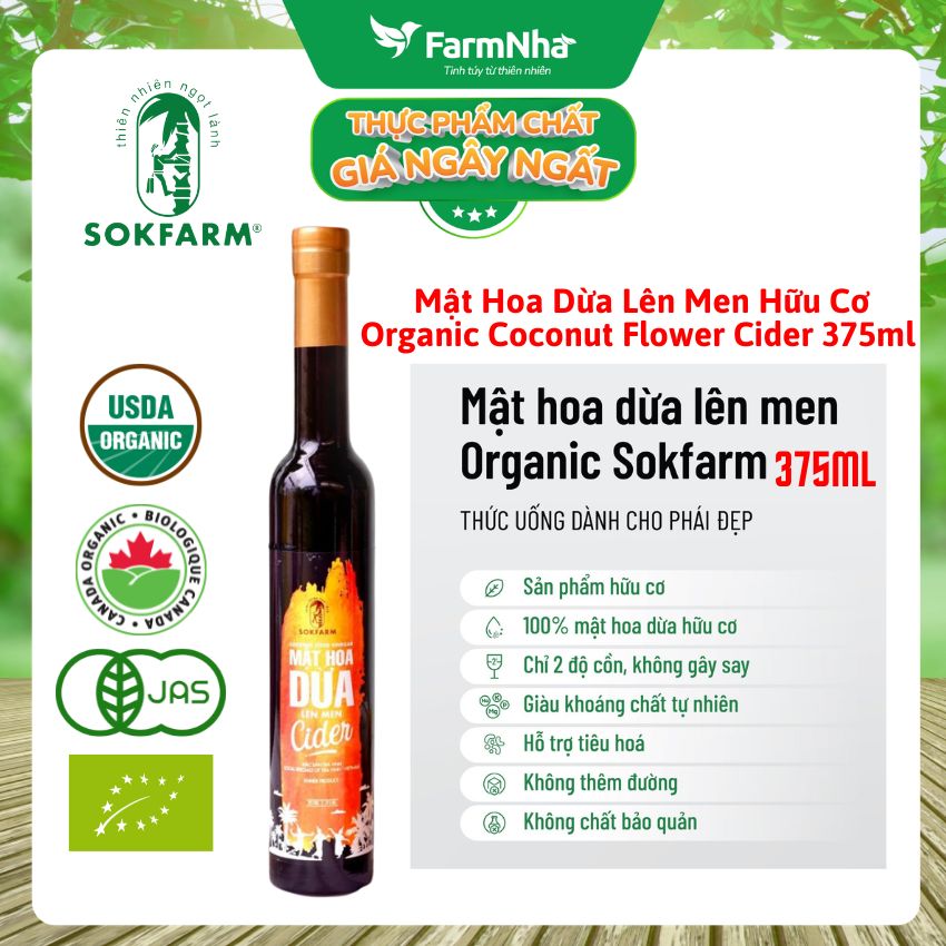 (Combo 2) Mật Hoa Dừa Lên Men Cider Sokfarm 375ml - Thưởng Thức Hương Vị Lôi Cuốn Và Hấp Dẫn