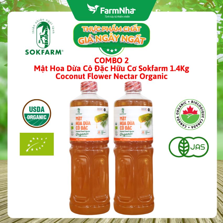 (Combo 2) Mật hoa dừa Sokfarm 1.4kg - Bổ sung khoáng chất và kiểm soát đường huyết hiệu quả