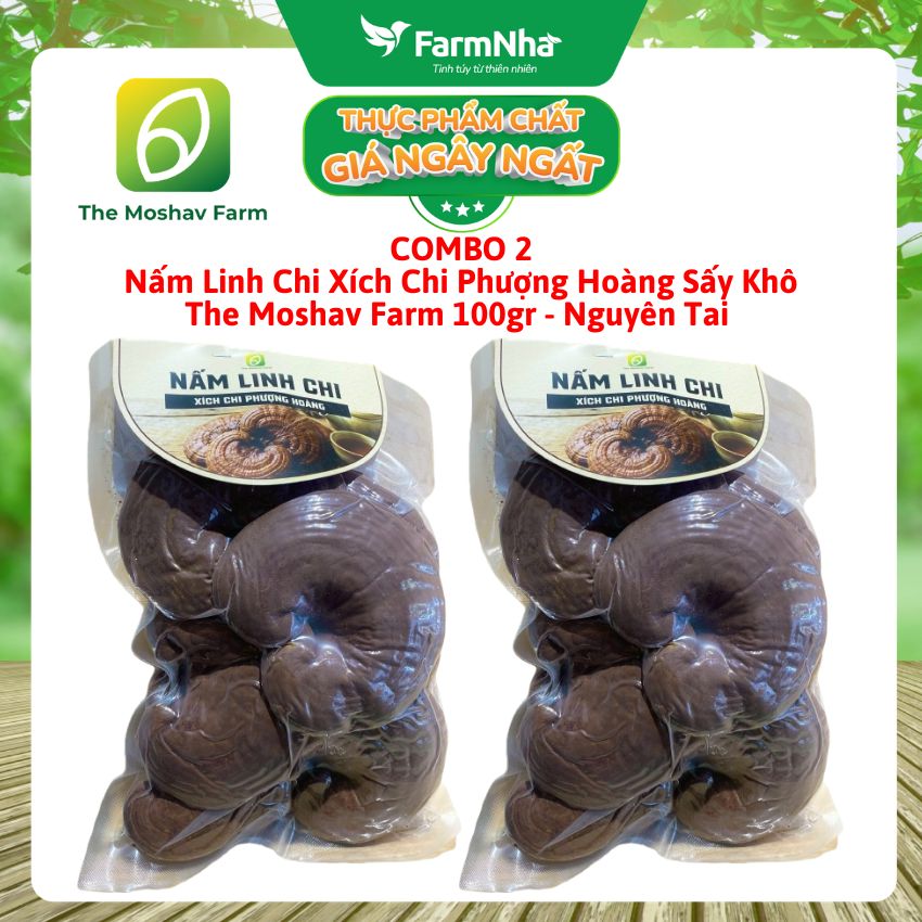 (Combo 2) Nấm Linh Chi Xích Chi Phượng Hoàng Moshav Farm 100gr Nguyên Tai Sấy Khô - Hỗ Trợ Sức Khỏe Toàn Diện 