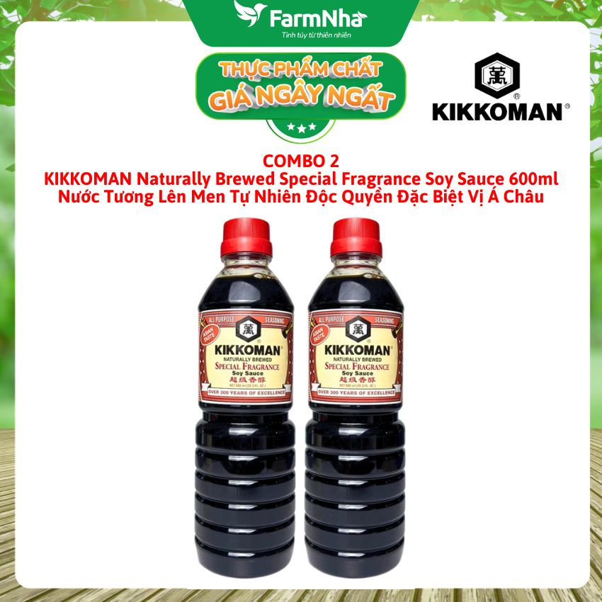 (Combo 2) Xì Dầu Kikkoman Special Fragrance Soy Sauce 600ml – Nước Tương Nhật Bản Lên Men Tự Nhiên Đặc Biệt 