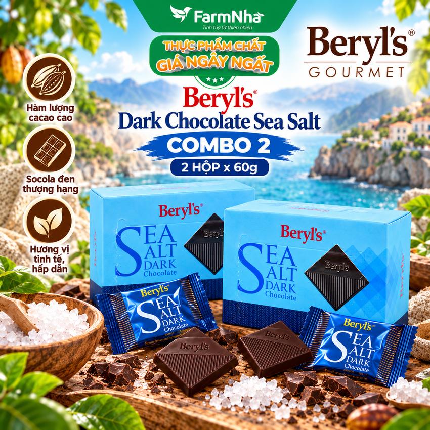 (Combo 2) Sô cô la Beryls 60g Dark Sea Salt - Hương vị độc đáo hấp dẫn từ biển cả