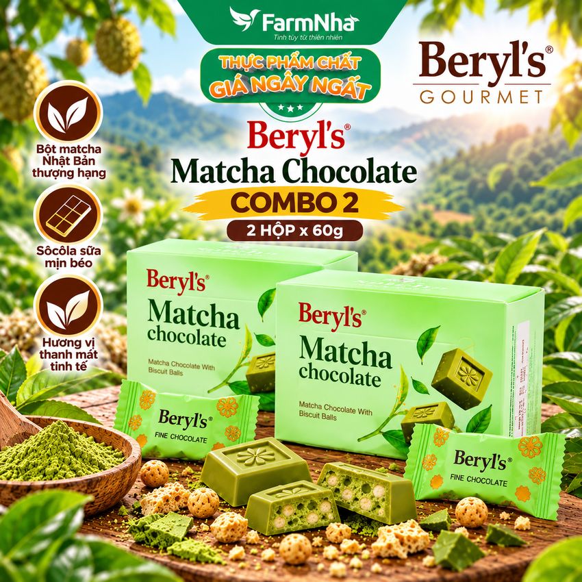 (Combo 2) Socola Beryls Matcha 60g - Vị Trà Xanh Nhật Bản, Ngon Chuẩn Gu Tín Đồ Matcha