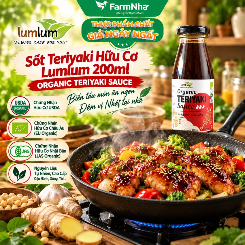 (Combo 2) Sốt Teriyaki Hữu Cơ LumLum 200ml – Organic Teriyaki Sauce Thái Lan