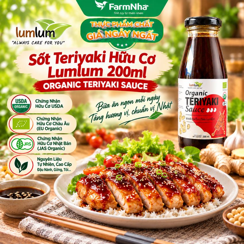 (Combo 2) Sốt Teriyaki Hữu Cơ LumLum 200ml – Organic Teriyaki Sauce Thái Lan