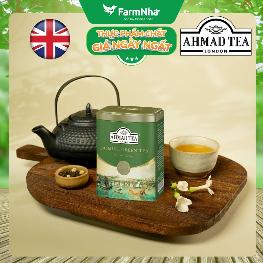 (Combo 2) Trà Ahmad Jasmine Tea 100g Hộp Thiếc Pha Ấm - Trà Xanh Hoa Nhài Tinh Khiết và Thăng Hoa