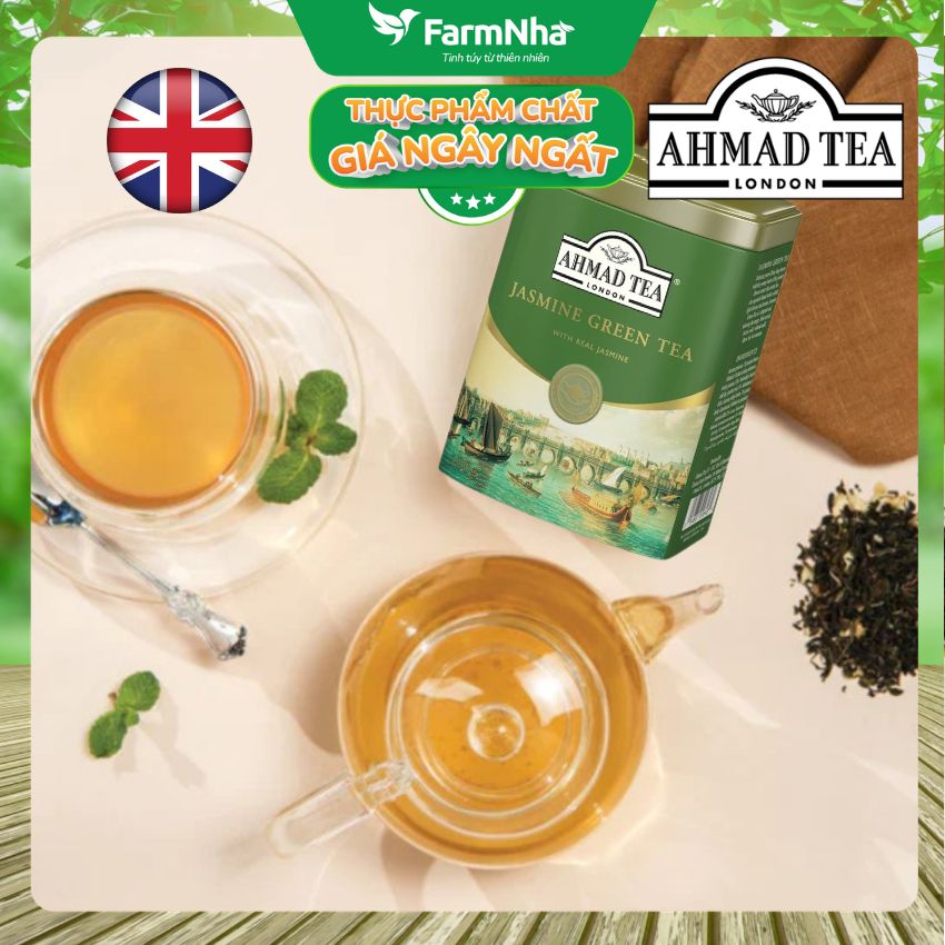 (Combo 2) Trà Ahmad Jasmine Tea 100g Hộp Thiếc Pha Ấm - Trà Xanh Hoa Nhài Tinh Khiết và Thăng Hoa