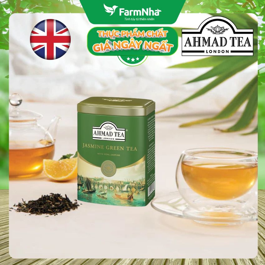 (Combo 2) Trà Ahmad Jasmine Tea 100g Hộp Thiếc Pha Ấm - Trà Xanh Hoa Nhài Tinh Khiết và Thăng Hoa