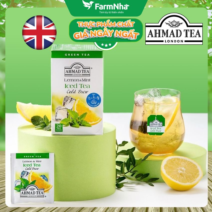 (Combo 2) Trà Ahmad Tea Lemon & Mint Iced Tea Cold Brew 42g 20túix2.1g Túi thiếc – Chanh Bạc Hà Tươi Mát & Sảng Khoái